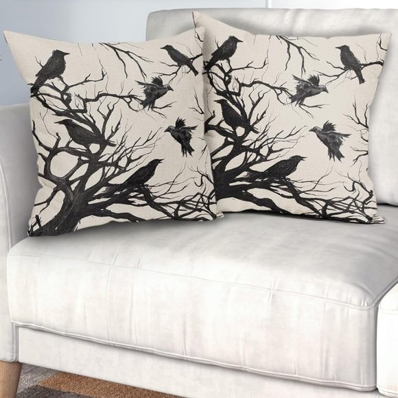 Black Dancing Skeletons Goth Pillow Cover 18x18 Square Skeleton Pillows Gothic - Picture 5 of 5